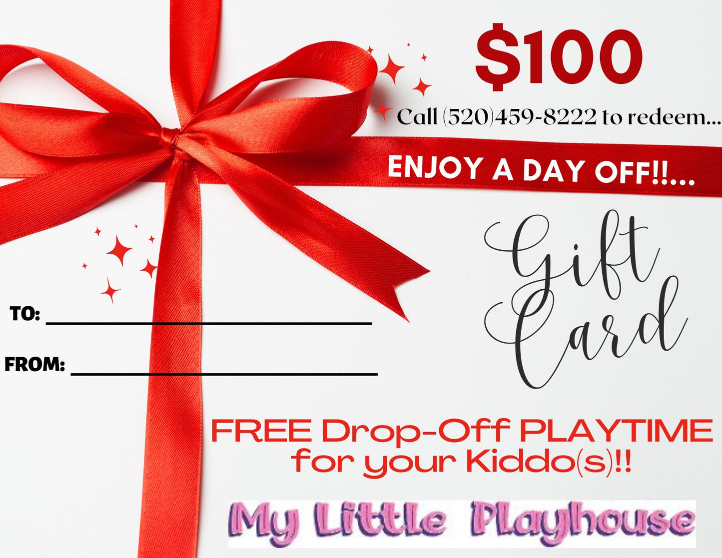 #001 - GIFT CARDS FOR MOM!! - FOR PLAYTIME/EVENTS at My Little Playhouse